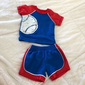 Baseball jersey set okie dokie 6 month red &blue